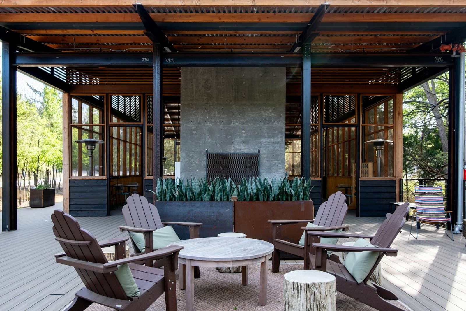 Stone outdoor fireplace